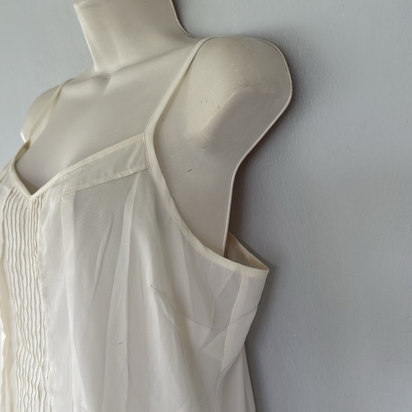 Jessica Simpson white semi sheer spaghetti strap pleated front tank top medium - Picture 8 of 12